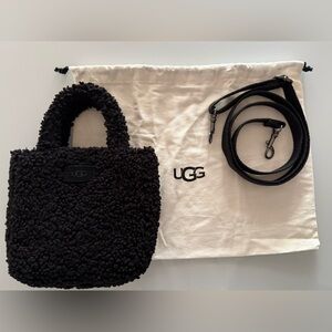 UGG Maribel Mini Bag Black Sherpa Handbag Purse with Crossbody Strap & Dust Bag